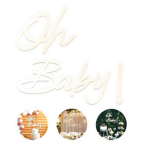 Hongma Rustic Wooden Oh Baby Sign for Backdrop, Boho Large Wood Oh Baby Letters Cutout Sign for Nursery Baby Shower Banner Background Decor 1st Birthday Baby Announcements Gender Reveal Party Decoration
