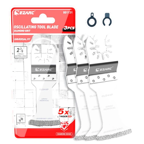 EZARC Diamond Oscillating Blade, Extra Long Reach Oscillating Multi Tool Saw Blades for Grout Removal, Cleaning Mortar, 3-Pack