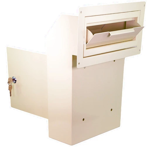 Pochar Door Drop Box for Mail, Rent, Deposit, and Night Key - Through The Door Locking Steel Mailbox with Rear Access (Beige Cream)