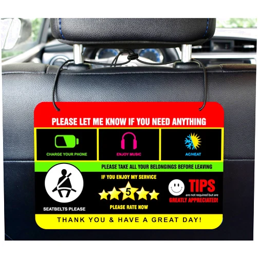 SAHEL Rideshare Rating Tips Accessories Driver Signs Display Card (Pack of 2) – All You Need for Your Business
