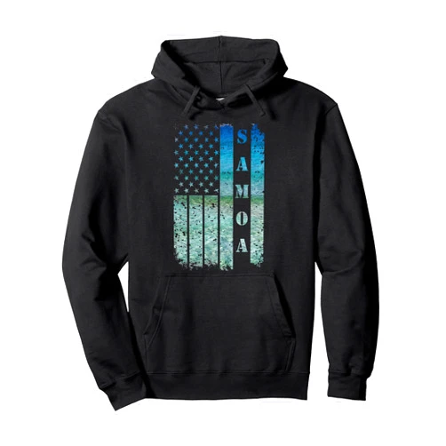 Samoa Surfer Apparel for Men and Women Vintage USA American Flag Samoa Samoan Beach Sunset Surfer Pullover Hoodie