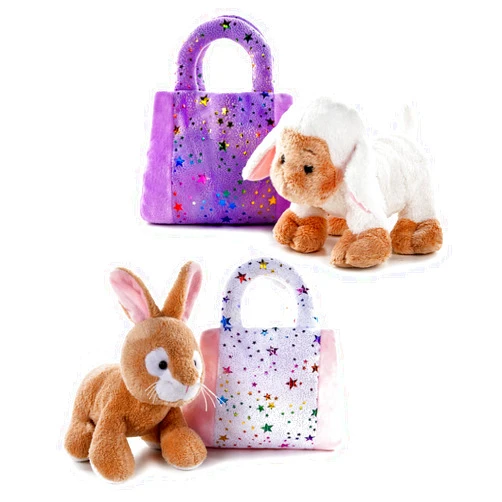 My OLi Plush Pet Set Pet Carrier Stuffed Animal Purse with Bunny and Sheep Plush Toy Gift for Kids and Girls