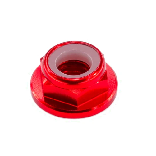 INTGAMX 30pcs FPV M5 Nuts CW Self-Locking Lock Nuts Flanged Nylon Insert Aluminum Alloy for FPV Parts Quadcopter Motor Prop Adapter RC Racing Drone, Red