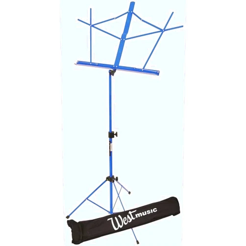 West Music Wire Music Stand with Bag, Dark Blue - Portable, Adjustable & Foldable for Sheets up to 8.5