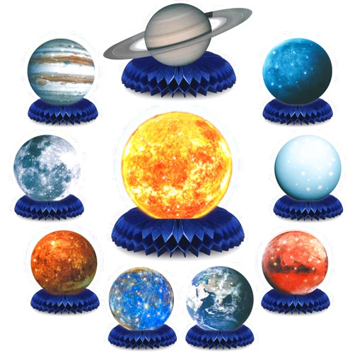 Eersida 10 Pieces Space Solar System Theme Honeycomb Centerpieces Table Topper Outer Space Party Supplies Planet Honeycomb Galaxy Photo Booth Props for Birthday Party Decorations Birthday Party Supplies
