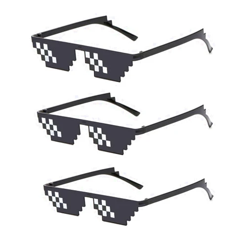 Alvogimor 3 Pack Thug Life Sunglasses,Men Women Pixel Mosaic Glasses, MLG Shades for Photo Props or Halloween Cosplay