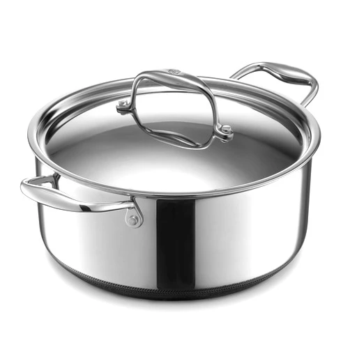 HexClad Hybrid Nonstick 5-Quart Dutch Oven with Stainless Steel Lid, Stay-Cool Handles, Dishwasher-Friendly, Oven-Safe Up to 900°F, Induction-Ready, Compatible with All Cooktops