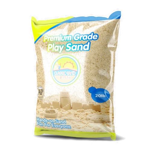 CLASSIC SAND & PLAY Classic Sand and Play Sand for Sandbox, Table, Therapy, and Outdoor Use, 20 lb. Bag, Natural, Non-Toxic, Wet Castle Building for Creativity and Stimulates Sensory Skills