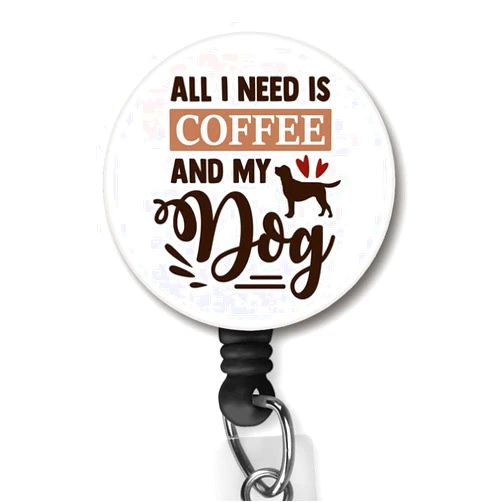 Yzkkbi All I Need is Coffee and My Dog Retractable Badge Reel ID Card Badge Holder with Alligator Clip Name Badge Holder Office Employee Name Badge