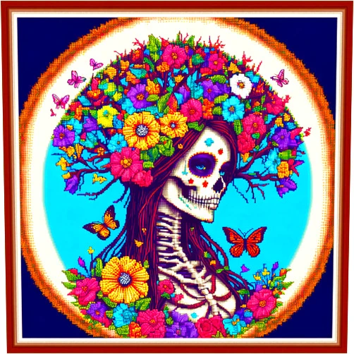 Dimensean Stamped Cross Stitch Kits Full Range of Embroidery Patterns Starter Kits for Beginners Adult or Kids DIY Cross Stitches Needlepoint Kits 11CT-Witch Flower 17.7x17.7 inch