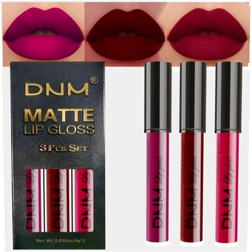 evpct DNM 3Pcs Dark Red Purple Plum Matte Liquid Lipstick Lip Stain Sets for Women Matte+Lipstick Dark Maroon Long Lasting Permanent Lipstick 24 hr Hours Magic Lipstick 24 Hours original Waterproof