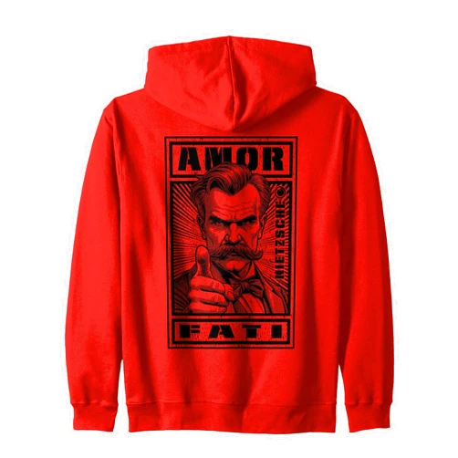 Grandio Design Funny Philosophy Philosopher Gifts Amor Fati Nietzsche Funny Philosophy Propaganda Fate Quote Zip Hoodie