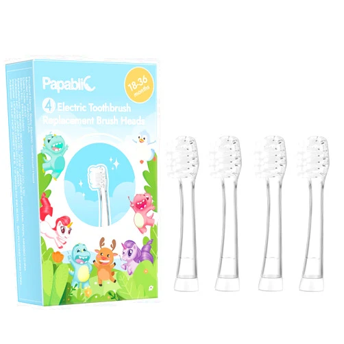 Papablic Replacement Toothbrush Heads - 4 Count | Compatible with Papablic BabyHandy & Toddler Sonic Electric Toothbrushes (18-36 Months)