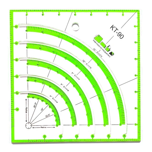 YICBOR 2PCS Arcs & Fans Quilt Circle Cutter Ruler, Multifunctional ”8X 8
