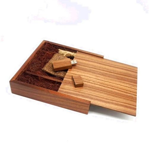 LONMAX Wedding Birthday Gifts Wooden USB Flash Drive 16GB USB 2.0 Flash Disk Pen Drive Walnut Box (170x170x35mm) (16GB, Black Wooden)