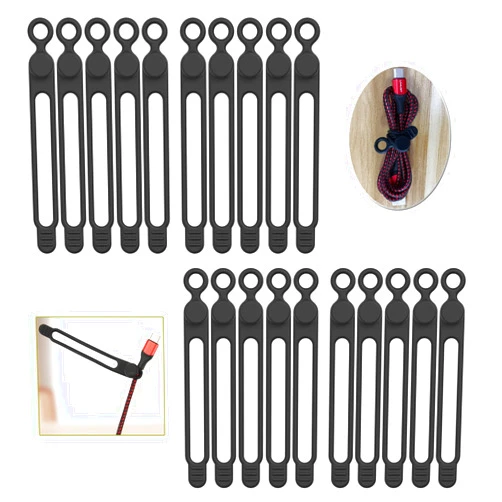 UMUST [20Park]UMUST Silicone Cable Ties, Reusable Cable Management Organizer,Cable Straps,Cord Ties,Multipurpose Elastic Cord Organizer for Bundling and Fastening Cable Cords Wires(black)