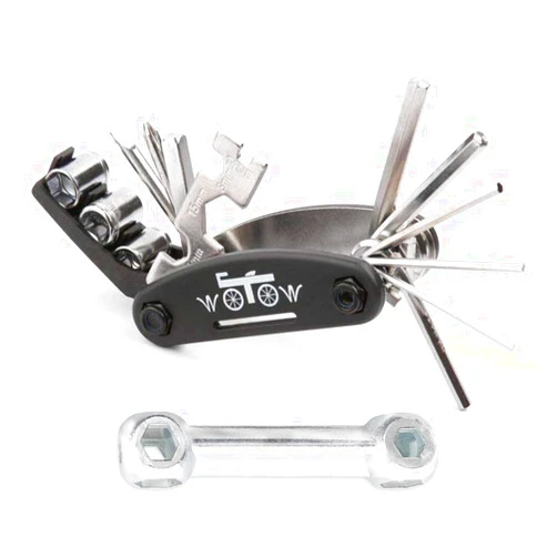 WOTOW Bike Repair Tool Kit, 16 in 1 Bike Multitool and 10 in 1 Reinforced Metal Bicycle Bone Wrench, Multi Function Accessories Set and Portable Essentials for Road Mountain Bikes Riding Travel