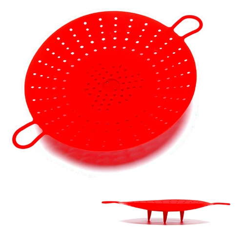Cutefly Silicone Vegetable and Food Steamer Basket,Good Grips Silicone Steamer for Instant Pot-8.5 in,Red