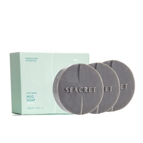 SEACRET Dead Sea Mud Soap Bar - Deep Pore Purifying & Refining Facial Cleanser with 21+ Minerals and Witch Hazel, Natural Exfoliating Spa Bar for Normal to Oily Skin, SLS-Free, Fragrance-Free, 4.4 oz