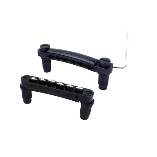 Guyker Guitar Tune-O-Matic Bridge and Stop Bar Tailpiece Combo Replacement Compatible with LP SG EPI 6 String Electric Guitar(GS001 + GM005, black)