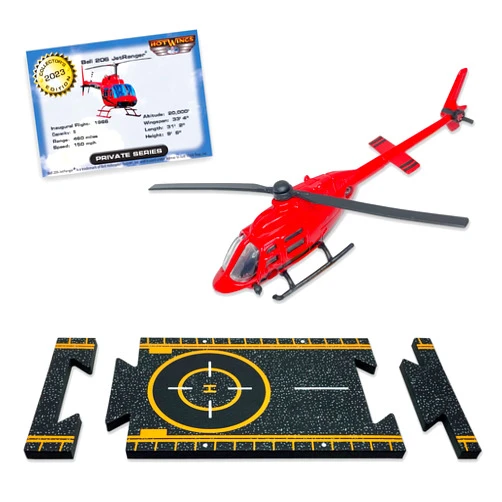 Hot Wings Planes Bell 206 Jet Ranger (Red) with Connectible Runway