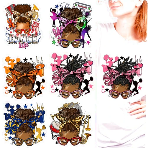Doneace Black Women Iron on Transfer for T-Shirt African Black Girl Iron on Patches for Clothes Heat Transfer Stickers Decals Washable Design for Clothing Jackets DIY Craft Appliques Decor Costume, 6 Sheets
