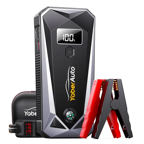 YaberAuto 3000A Car Battery Jump Starter for 9.0L Gas/8.0L Diesel Engines, Portable Car Jump Starter Battery Pack, 12V Jump Box Car Battery Jumper with Extended Jumper Cables, Fast Charge, Lights