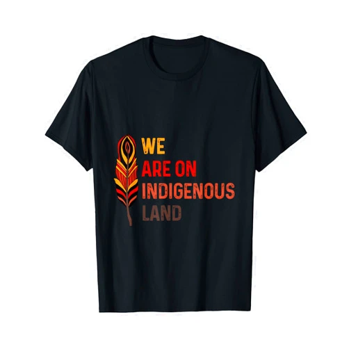 Indigenous Land Native American Indian pride We are on Native Land Tee Feather Native American History T-Shirt