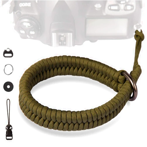 TAKHRWOD Camera Wrist Strap,1Pack Adjustable Nylon Camera Hand Strap,for GoPro,DSLR,Fuji,Canon and Mirrorless Cameras Photographers Quick Release,Paracord (green)