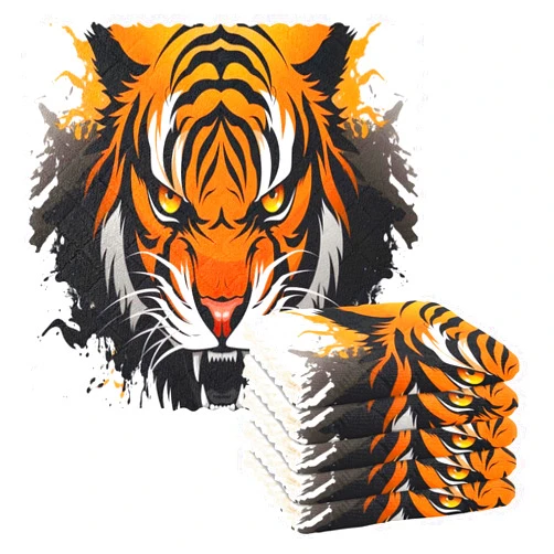 YETTASBIN Tiger Microfiber Kitchen Washcloths, Soft Absorbent Plush Dishtowels Reusable Washable Table Cleaning Cloths Non-Stick Oil Quick Dry Kitchen Towels, 11 x 11 Inch x 6 Pack