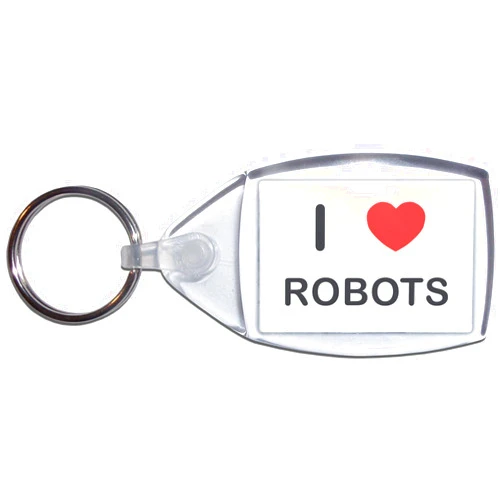 BadgeBeast.co.uk I Love Robots - Clear Plastic Key Ring
