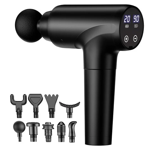 cotsoco Massage Gun Deep Tissue, Muscle Massage Gun with 9 Attachment Heads 20 Speeds & Silent Brushless Motor for Pain Relief, Handheld Percussion Back Massager Gun for Athletes(Black)