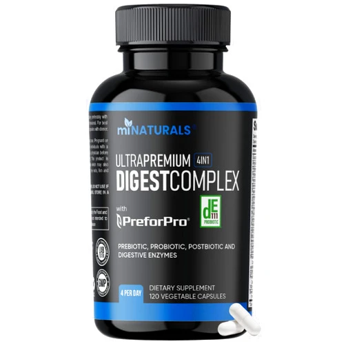 MINATURALS All-in-one Prebiotic Probiotic & Postbiotic for Women & Men, Gut & Digestive Support Supplement Including Digestive Enzymes 120 Capsules