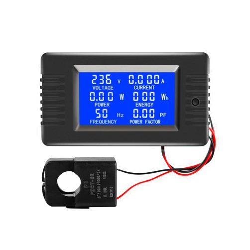 MORNING GROUP AC Current Voltage Amperage Power Energy Panel Meter LCD Digital Display Ammeter Voltmeter Multimeter with Split Core Current Transformer CT AC 80-260V 100A Multi-Function Power Monitor
