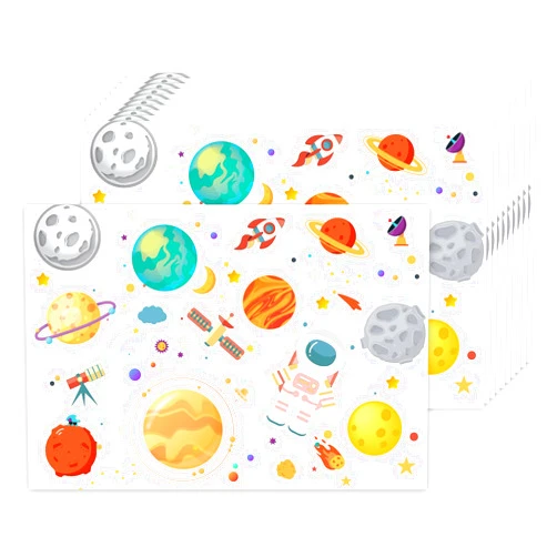 CHAROUP 50 Piece Disposable Placemats Space Themed Place Mats 16x11 inch, Astronaut Planet Patterned Table Mat for Spring and Summer Kitchen Dining Table Theme Party Decorations