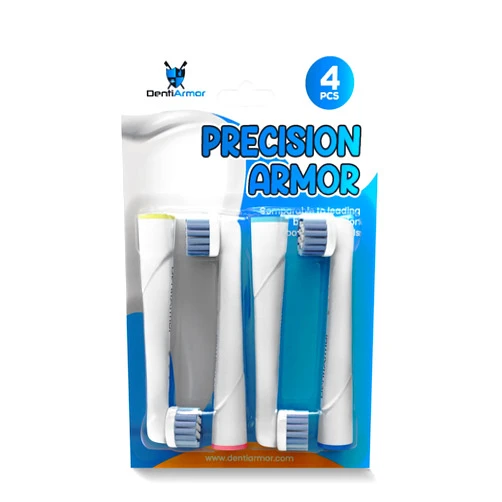 DentiArmor Precision Armor Toothbrush Heads – 4-Pcs Pack Electric Toothbrush Heads Compatible with Oral-B, Braun Toothbrush – Round Brush Head for Teeth Cleaning and Plaque Removal