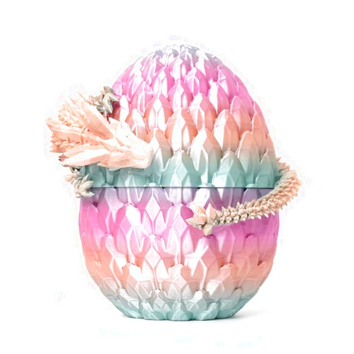 Flavery Dragon Egg - 12 inch Dragon in Gemstone Egg, 3D Printed Flexible Dragon Fidget Toy, Dragon Collection, Figure Decor (Rainbow)