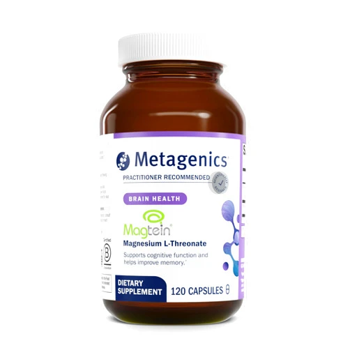 Metagenics Magnesium L-Threonate - Magtein Magnesium for Brain Health, Memory, Learning & Cognitive Support - Clinically Studied Bioavailable Form - Non-GMO, Gluten-Free, Vegan - 120 Capsules