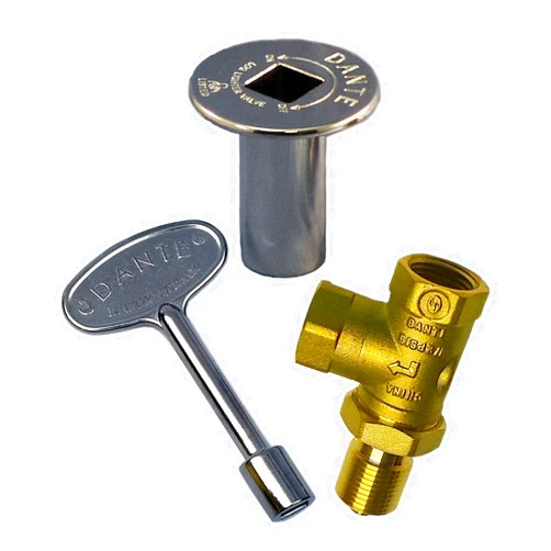 Dante Products Combo Pack with Angled 1/2-inch, Quarter-Turn Turn Ball Valve, Chrome Floor Plate and 3-inch Key