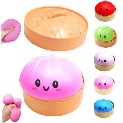 TQYC New -Dumpling Squishies & Dumpling Squishy Mystery Box ，Soft TPR Sensory Stress Ball Fidget Toy (Pink)