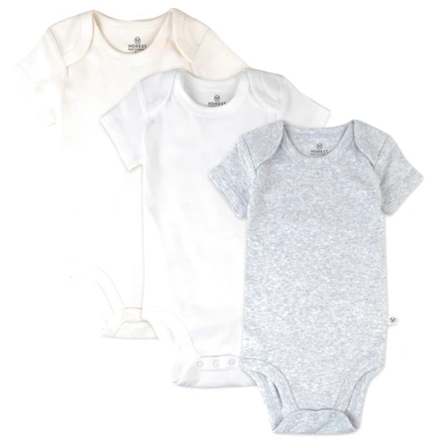 HonestBaby unisex-baby 3-pack Short Sleeve Bodysuits One-piece 100% Organic Cotton for Infant Baby Boys, Girls, Unisex
