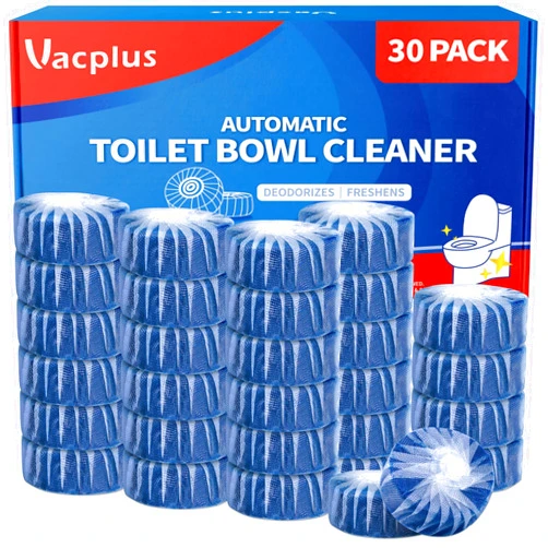 Vacplus Toilet Bowl Cleaners - 30 PACK, Ultra-Clean Toilet Cleaners for Deodorizing & Descaling, Long-Lasting Blue Toilet Bowl Cleaner Tablets with Sustained-Release Technology Against Tough Stains