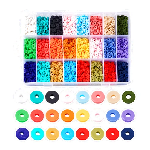 BB Beadthoven Beadthoven 4800pcs 6mm Vinyl Clay Heishi Beads Kit Vintage Color Flat Round Disc Polymer Clay Beads Loose Handmade Spacers for DIY Necklace Bracelet Jewelry Making Beading Supplies
