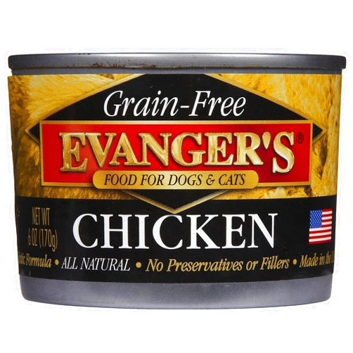 Evanger's Grain-Free 100% Chicken Dog/Cat Canned Food, 24-Pack of 6-Oz cans
