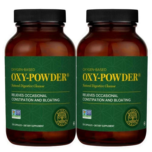 Global Healing Center Oxy-Powder Colon Cleanse Detox - Oxygen Based Safe and Natural Intestinal Cleanser, 120 Count (Pack of 2)