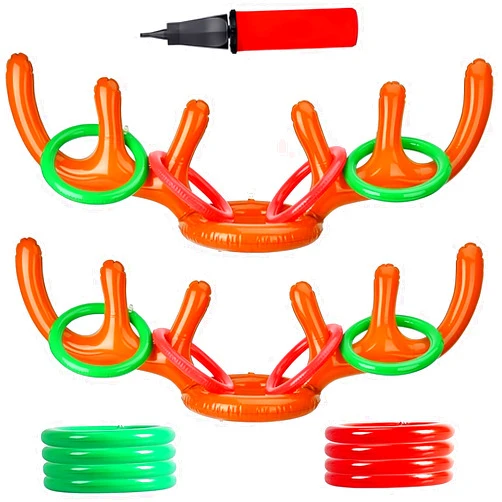 COSTOYFUN Inflatable Reindeer, 2 Pack Christmas Inflatable Reindeer Antler Ring Throwing Game Adult Family Indoor Outdoor Carnival Christmas Games