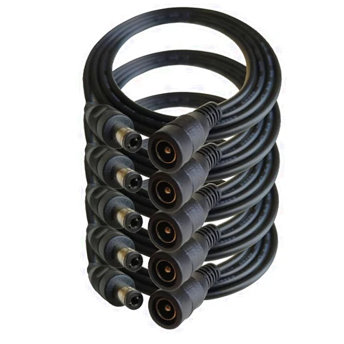 DZYDZR 5pcs 1 Meter 2.1mm x 5.5mm DC 12V Adapter Cable DC Plug Extension Cable Male to Female Black, for LED, CCTV, Car, Monitors, and More (3.3ft)