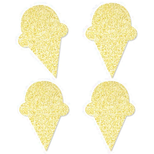 Big Dot of Happiness Gold Glitter Ice Cream Cone - No-Mess Cut-Outs Confetti - Set of 24