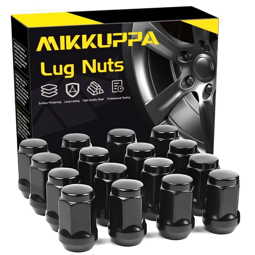 MIKKUPPA M12x1.5 ATV Lug Nuts - 16pcs 12x1.5 Aftermarket Lug Nuts Black with 19mm Hex, Compatible with Polaris Ranger XP RZR 900 1000 General 1000 Pioneer 500 700 1000