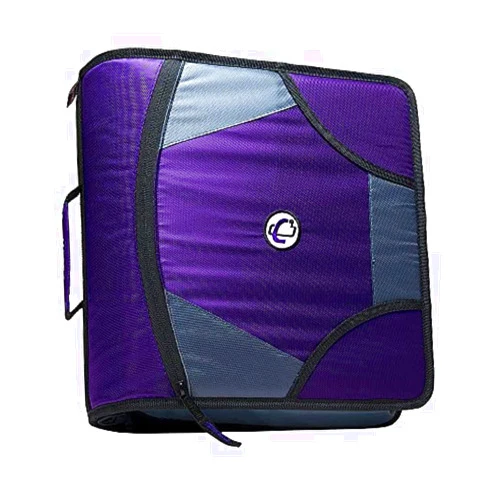 Case it Case-it The King Sized Zip Tab Zipper Binder - 4 Inch D-Rings - 5 Subject File Folder - Multiple Pockets - 800 Sheet Capacity - Comes with Shoulder Strap - Dark Purple D-186